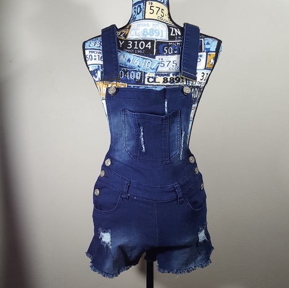 american quality denim Pants - Overall stretchy dark Jean shorts size M